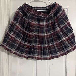Chic Plaid Skater Skirt - Burgundy and Navy